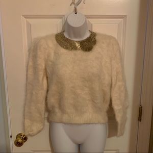 Gucci Cashmere Angora Beaded Crop Sweater